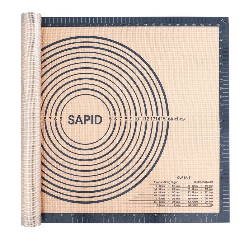 Sapid Extra Thick Silicone Pastry Mat Non-slip with Measurements for Non-stick Silicone Baking Mat Extra Large, Dough Rolling, Pie Crust, Kneading Mats, Countertop, Placement Mats (20" x 28",Gray) - Image 1